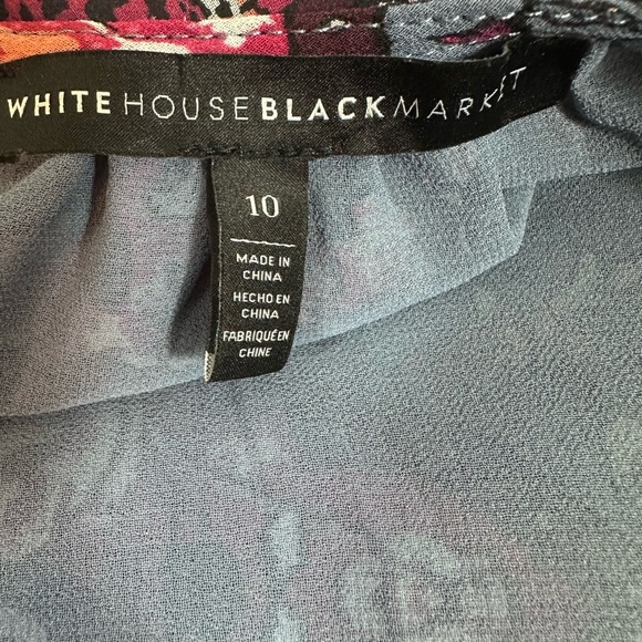 White House Black Market boho mosaic print long sleeve chiffon top size 10 - Picture 10 of 11